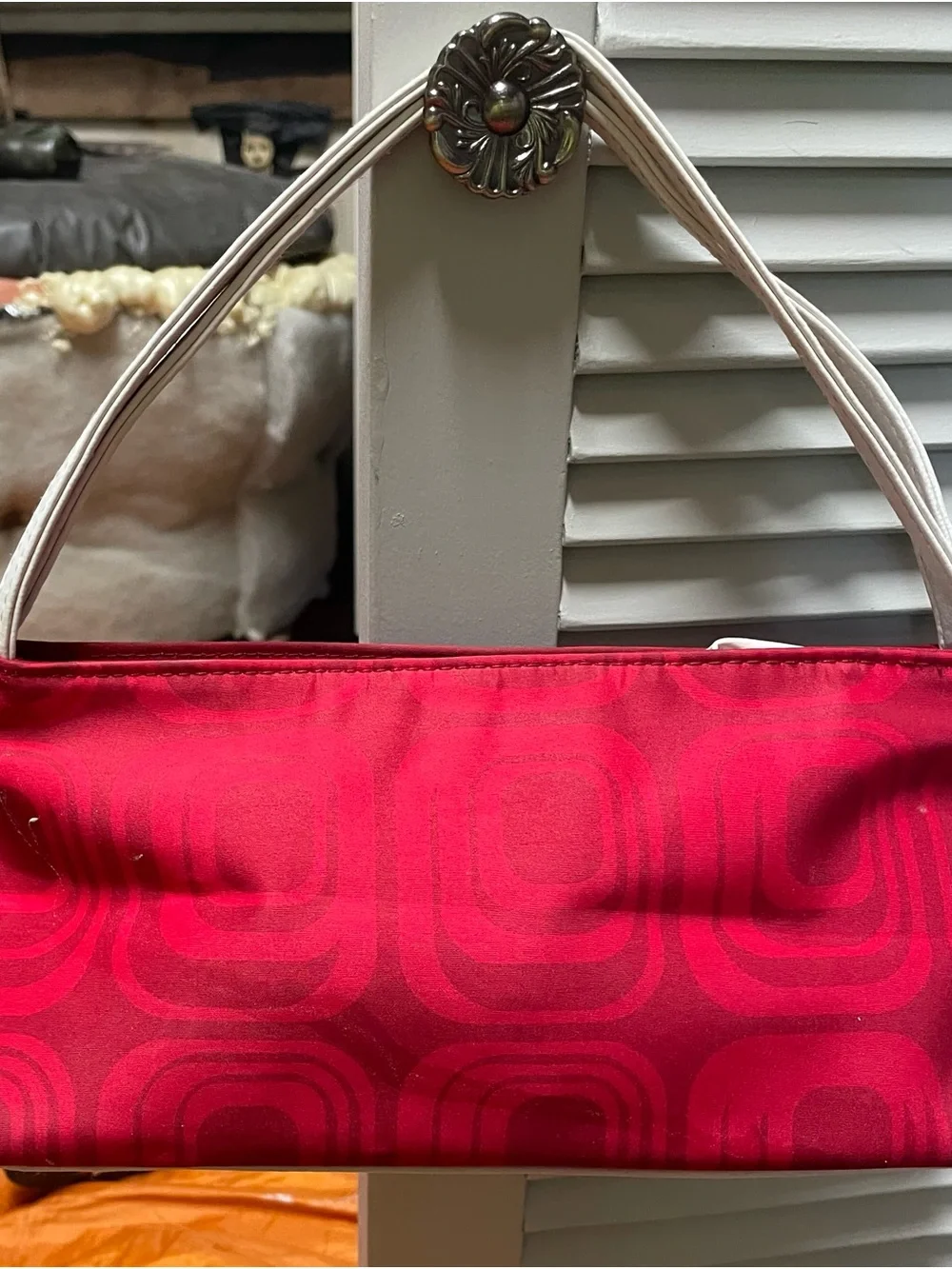 Estee Lauder Red Cosmetic Bag with White Trim